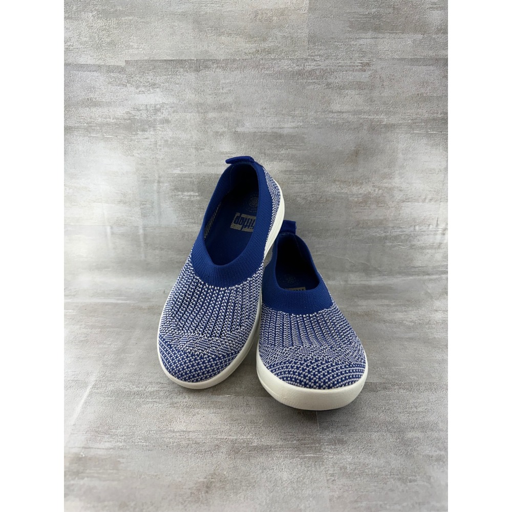 FitFlop Uberknit Blue White Slip On Ballet Sneakers Women Sz 6.5 Anatomicush